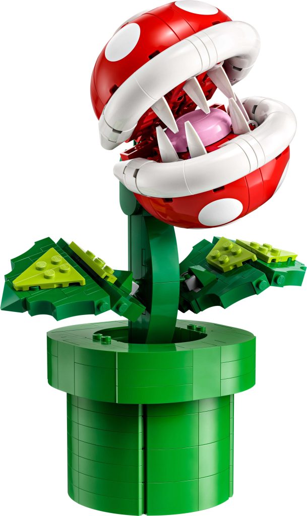 LEGO® Super Mario™ Piranha Plant [71426] features a red and white Piranha Plant with sharp teeth and green leaves, emerging from a green pipe, inspired by the iconic Super Mario video game series.